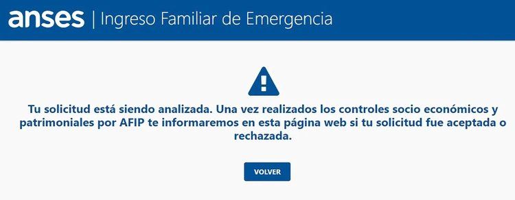 Anses, Ingreso Familiar de Emergencia: el mensaje que reciben algunas de las personas que solicitaron el pago