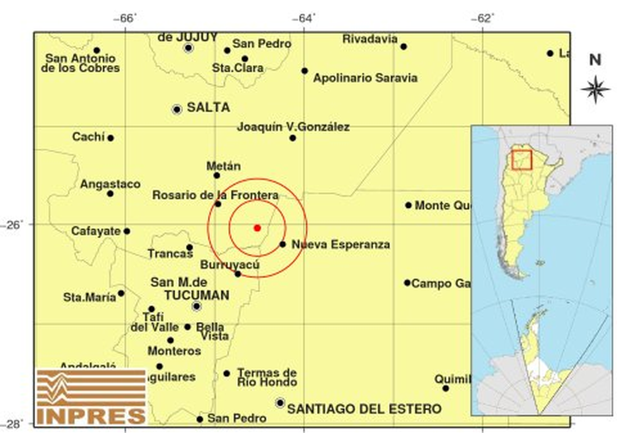 Un temblor registrado en Salta se sintió en Tucumán.
