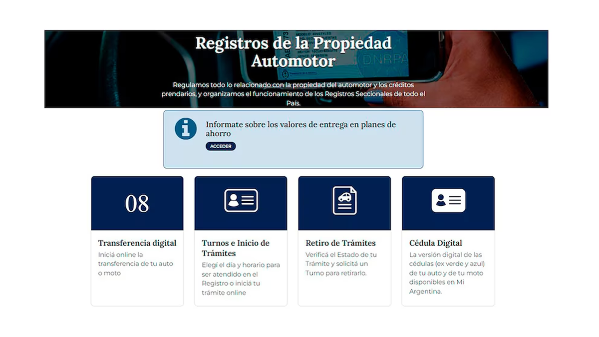 EL cruce de datos de Dirección Nacional de Registros de la Propiedad Automotor y Mi Argentina fue una de las complicaciónes que demoró el proceso de alta. Foto: Infobae