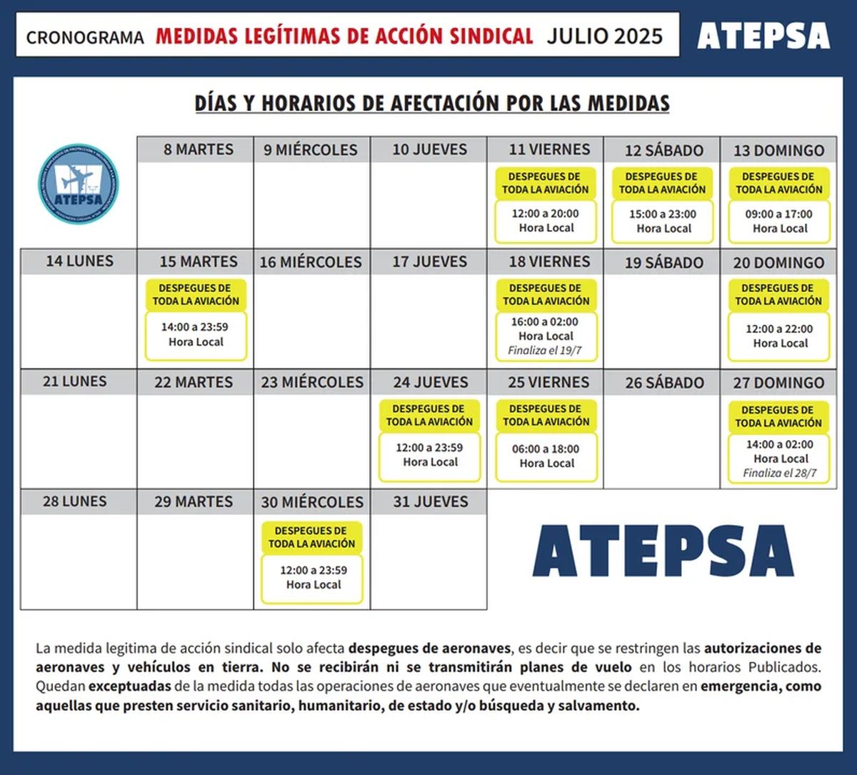 En las próximas semanas de julio estarán afectados los despegues de toda la aviación. Foto: Noticias Argentinas  