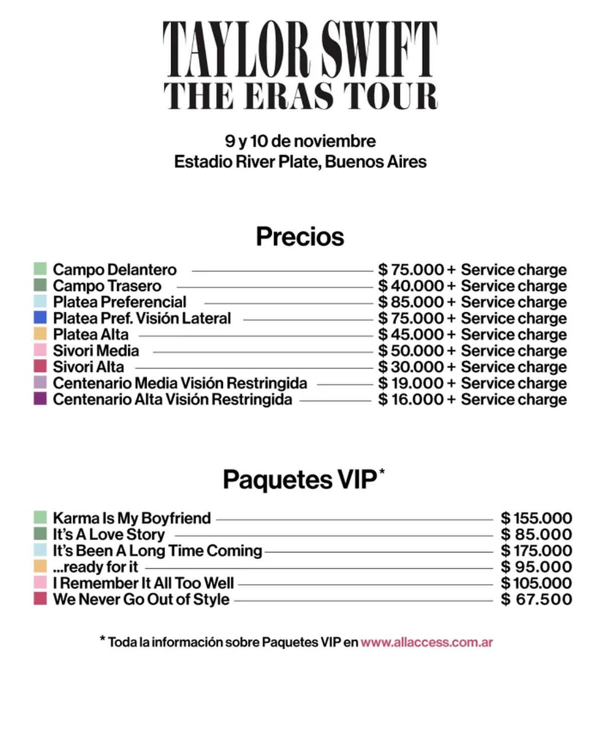 Taylor Swift anunció shows en Argentina: cuándo, precios y cómo comprar entradas.