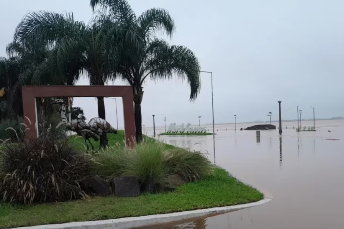 Fuerte crecida del Río Uruguay y sigue subiendo zona Monte Caseros (Foto: TN) Fuerte crecida del Río Uruguay y sigue subiendo zona Monte Caseros (Foto: TN)