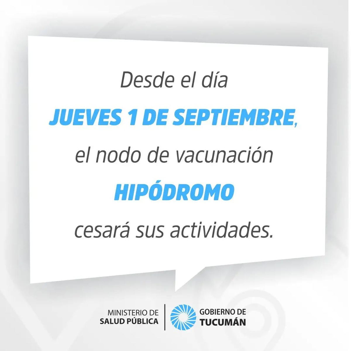 Comunicado del Ministerio de Salud sobre el cierre del nodo del Hipódromo.