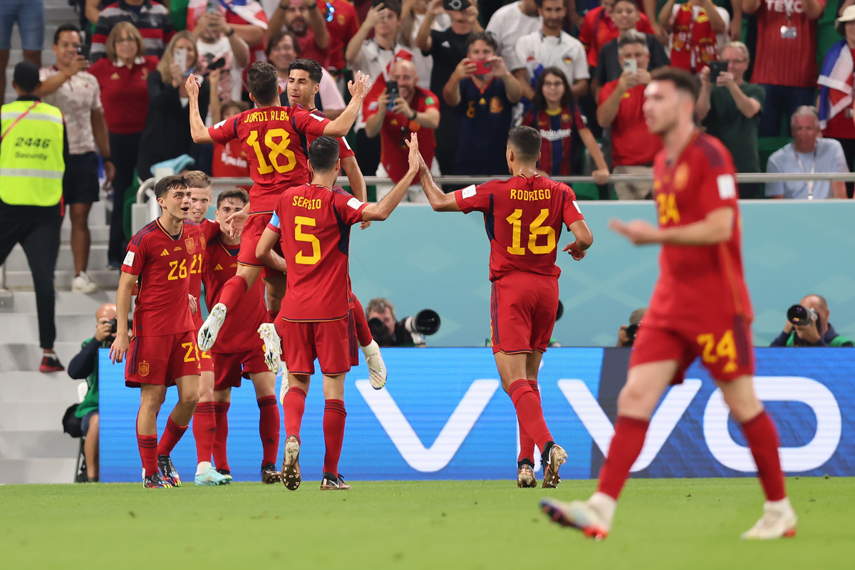 España goleó 7 a 0 a Costa Rica por el grupo E