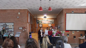 Susana Montaldo visitó la Escuela Media Gobernador Piedrabuena