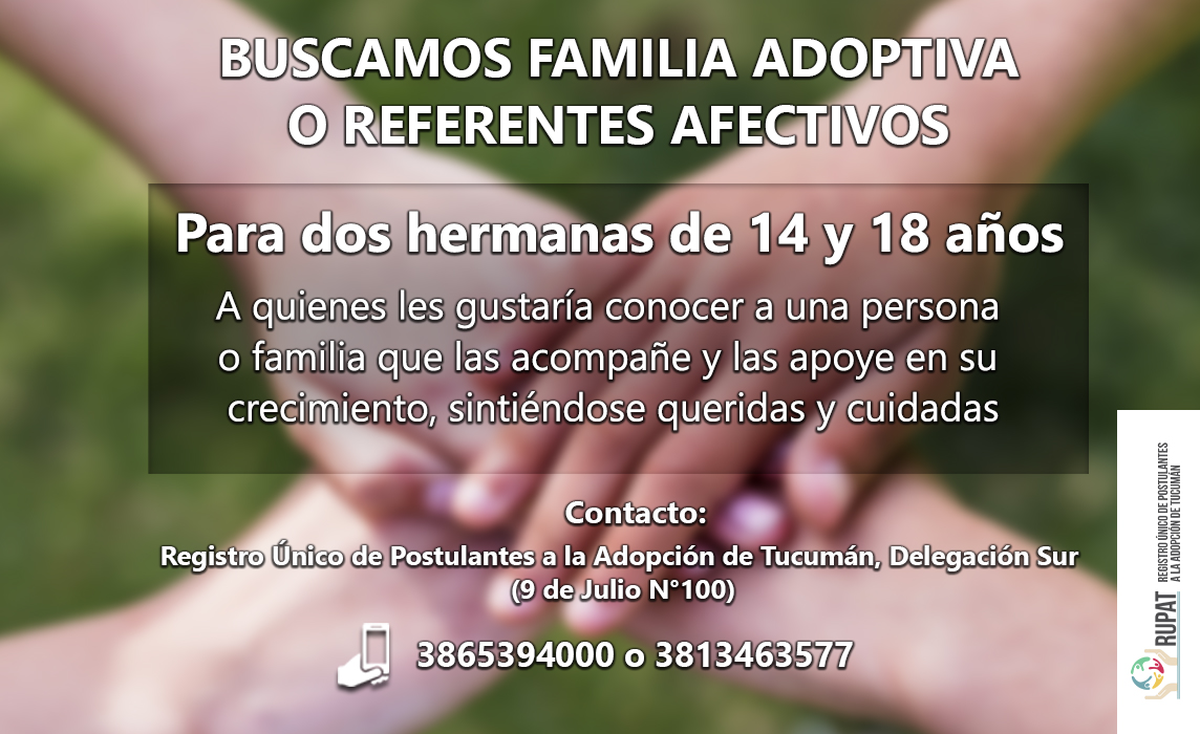 La Justicia abre una convocatoria pública para la adopción de dos hermanas que viven en el sur de la provincia. Foto: Secretaría de Estado de Comunicación Pública. La Justicia abre una convocatoria pública para la adopción de dos hermanas que viven en el sur de la provincia. Foto: Secretaría de Estado de Comunicación Pública.