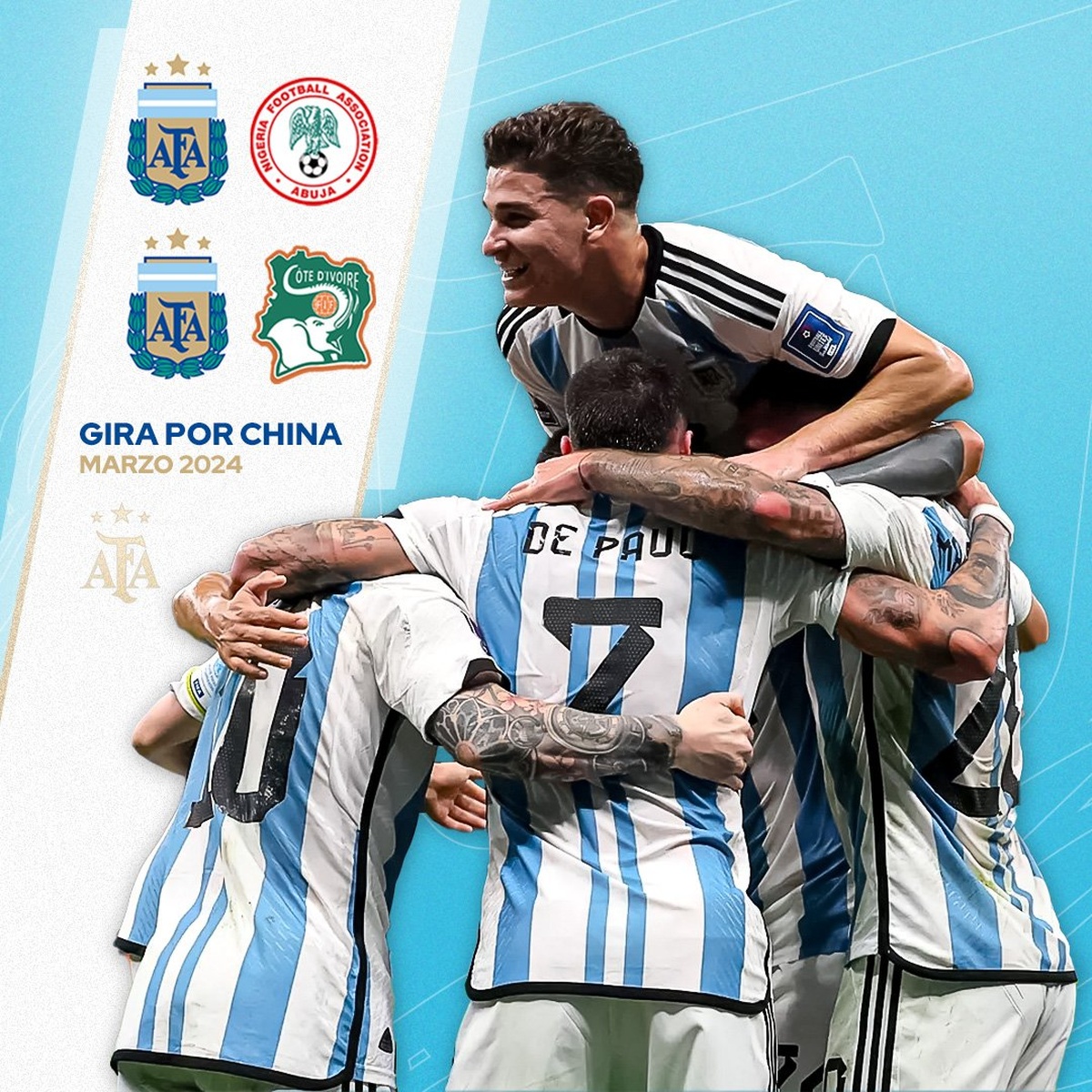 Los rivales de la Selección argentina en la gira que hará en marzo. (Foto: TN)