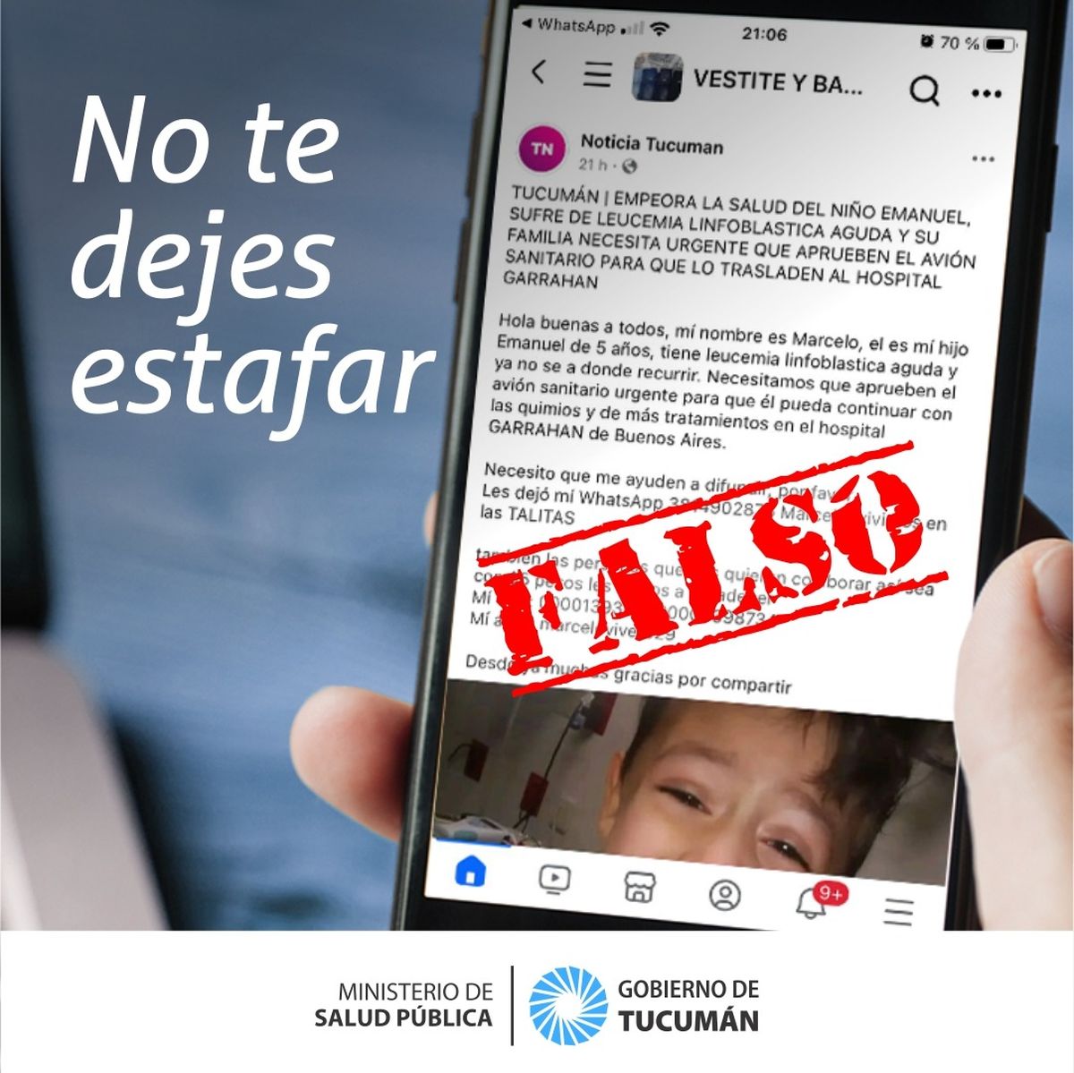 El Ministerio de Salud alerta por falsas solicitudes