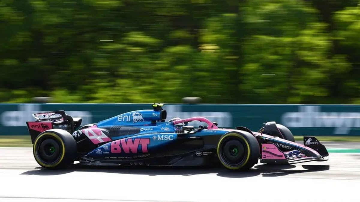 El Alpine de Franco Colapinto durante la FP2 del GP de Hungría. Foto: TyC Sports