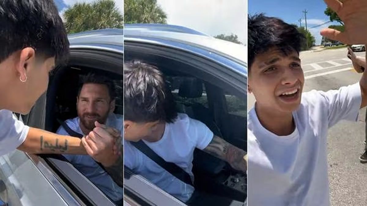 Un fanático enloqueció al recibir un beso de Lionel Messi
