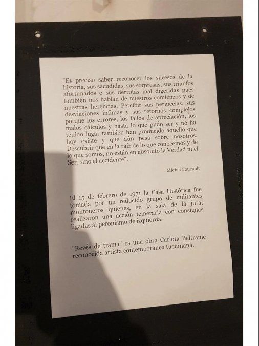 La obra se encuentra dentro del museo histórico de la Casa de la Independencia.