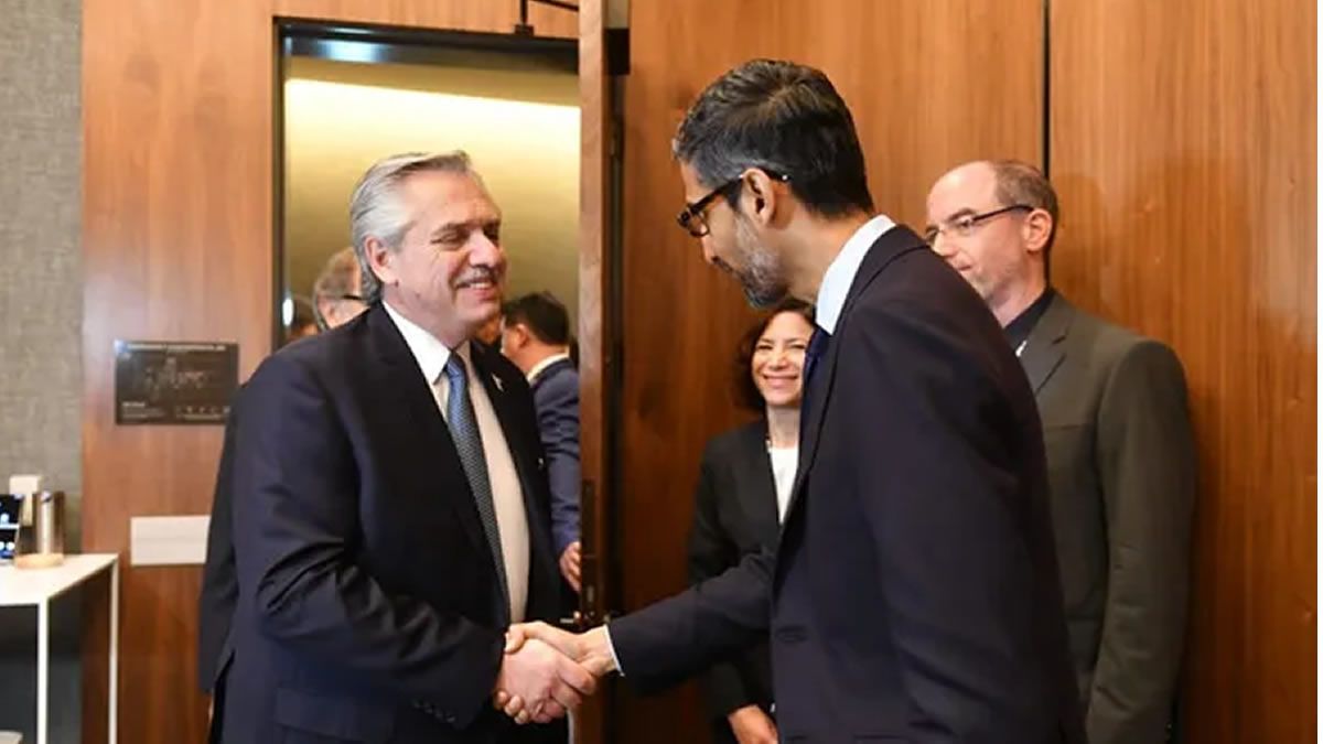 Alberto Fernández estuvo con Sundar Pichai, CEO de Google