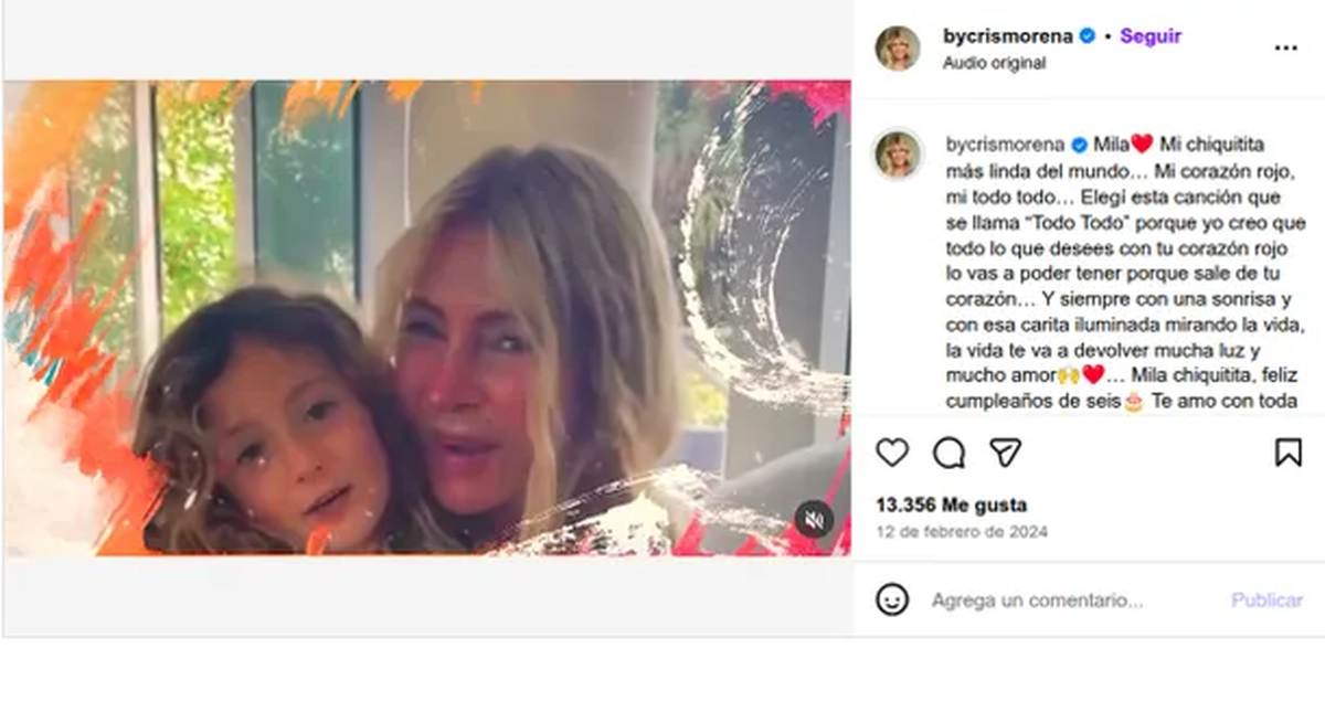 El último posteo de Cris Morena antes de la muerte de su nieta Mila. Foto: Minuto Uno