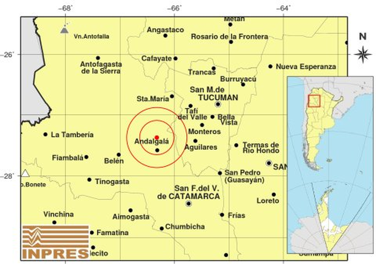 Catamarca: sismo de magnitud 4.9 sacude Andalglá