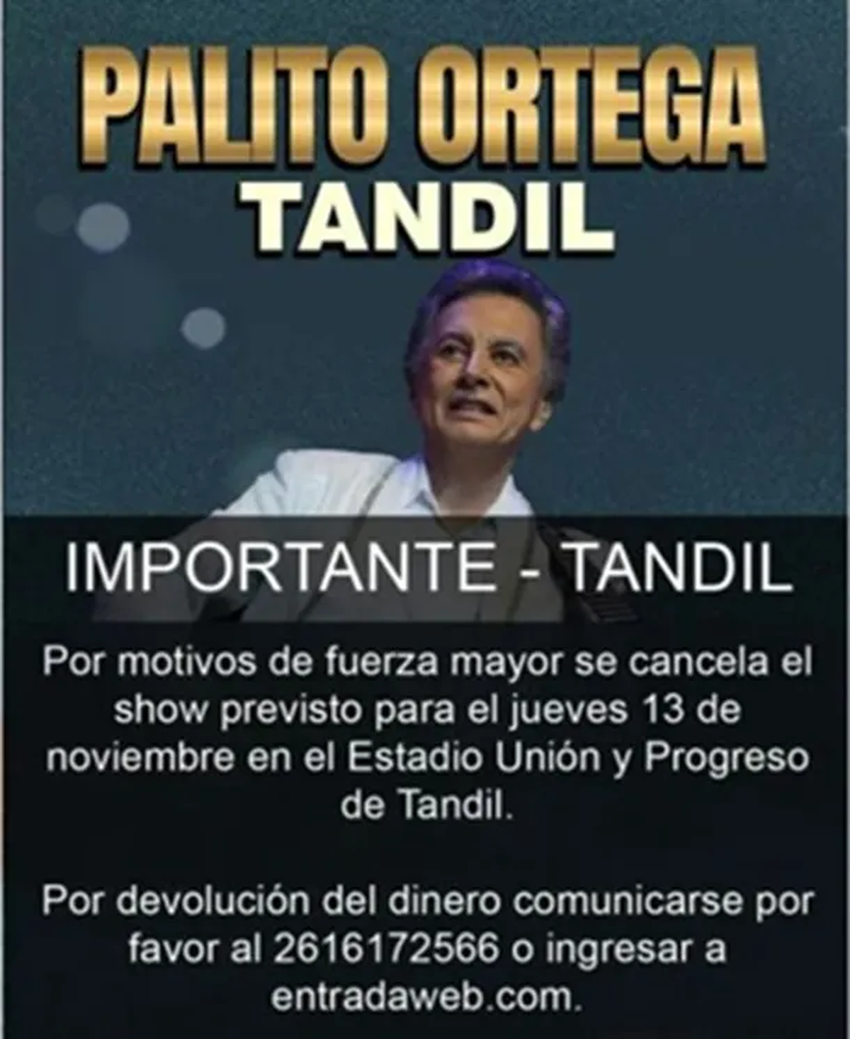 Palito Ortega volvi&oacute; a suspender dos shows por complicaciones en su salud. Foto: Minuto Uno