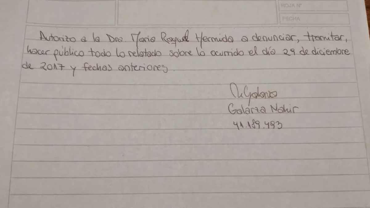 Nahir Galarza dijo que su padre cometió el crimen.