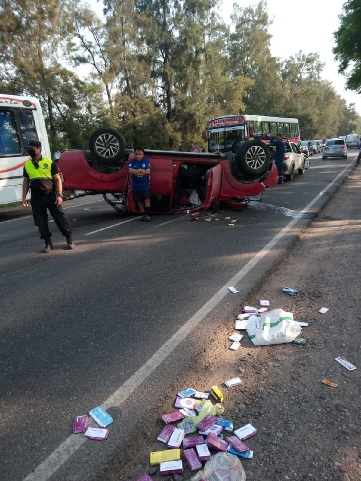 El accidente fue en la ruta 304 en El Chañar. Foto @JorgeGalvan_ok