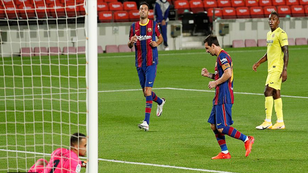 Con un gol de Messi, el Barcelona le ganó 4-0 al Villarreal