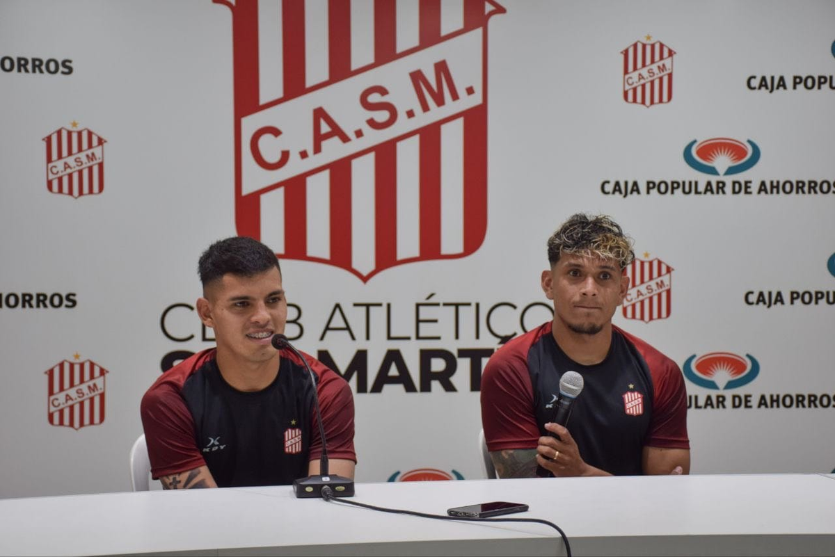 Mauro Verón y Lucas Diarte en conferencia de prensa.