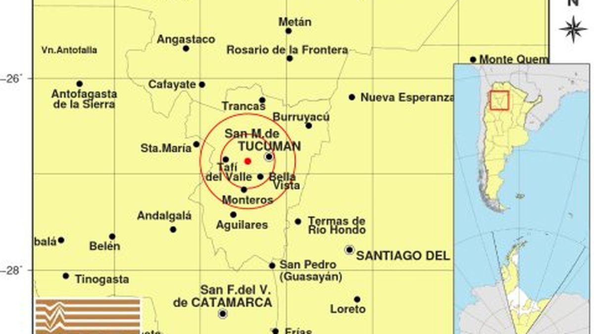 Se registró un sismo de magnitud 3.3 en Tucumán